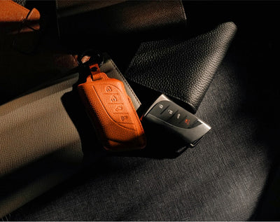 Orange Leather Key Cover for Lexus Smart Key (Style R4)