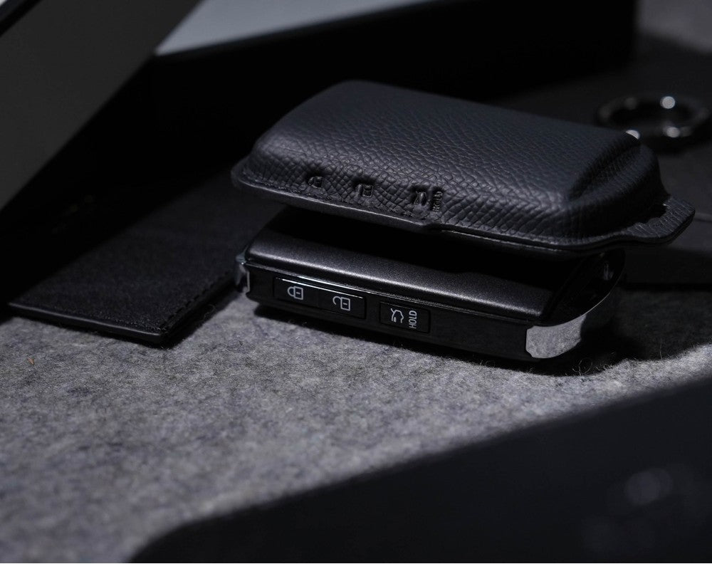 Black Leather Key Cover for Mazda Smart Key (Style S3)