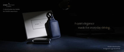 Blue Leather Key Cover for Mazda Smart Key (Style S3)