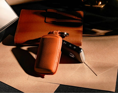 Orange Leather Key Cover for Mazda Smart Key (Style S3)