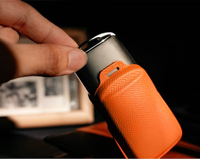 Orange Leather Key Cover for Mazda Smart Key (Style S3)