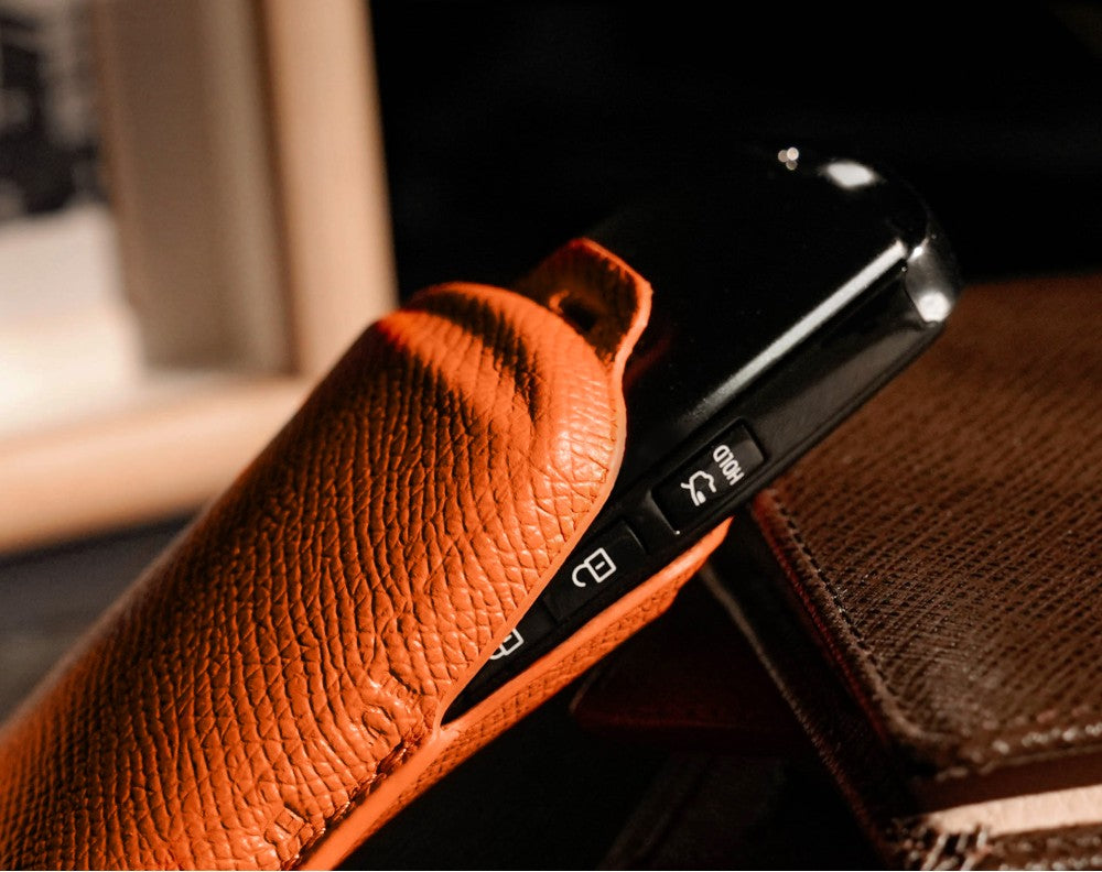 Orange Leather Key Cover for Mazda Smart Key (Style S3)