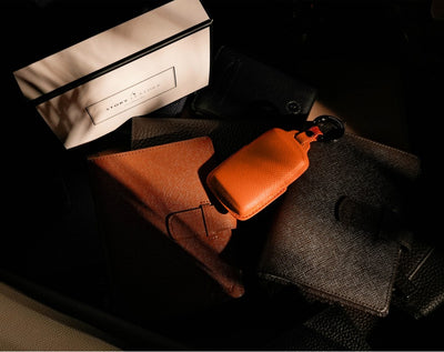 Orange Leather Key Cover for Mazda Smart Key (Style S3)