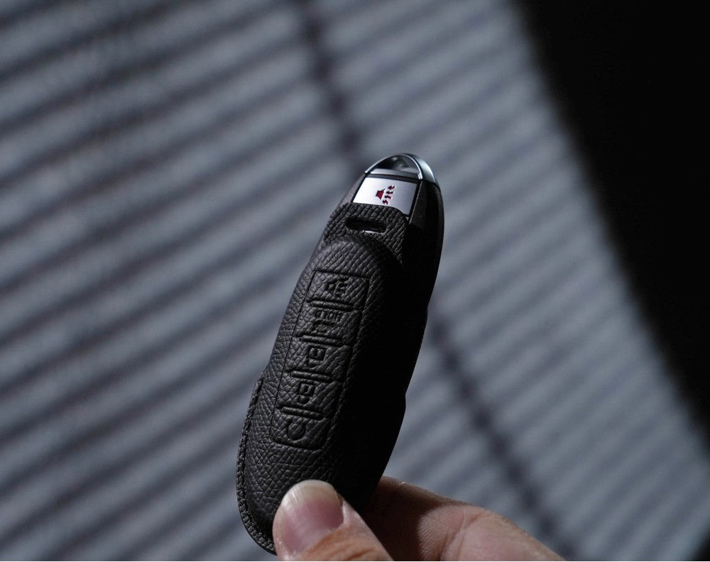 Black Leather Key Cover for Nissan Smart Key (Style O5)