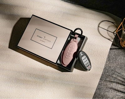 Pink Leather Key Cover for Nissan Smart Key (Style O5)