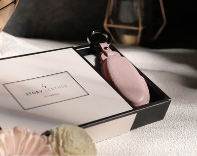 Pink Leather Key Cover for Nissan Smart Key (Style O5)