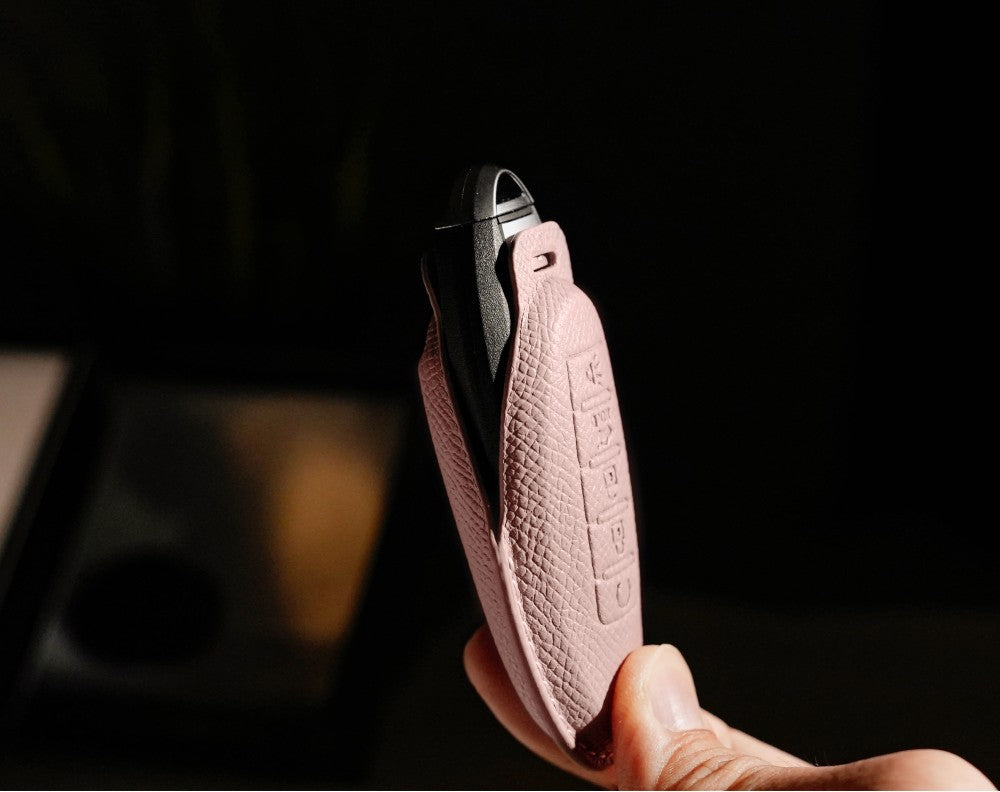 Pink Leather Key Cover for Nissan Smart Key (Style O5)