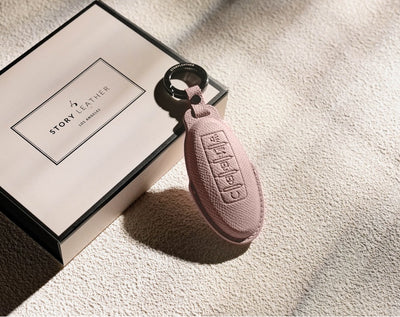 Pink Leather Key Cover for Nissan Smart Key (Style O5)