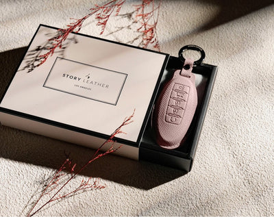 Pink Leather Key Cover for Nissan Smart Key (Style O5)