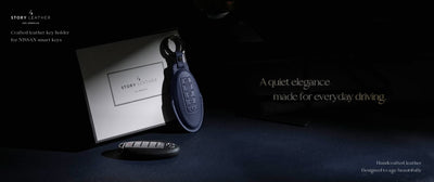 Blue Leather Key Cover for Nissan Smart Key (Style O5)