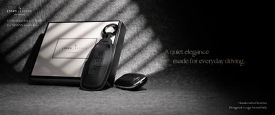 Black Leather Key Cover for Nissan Smart Key (Style R3)