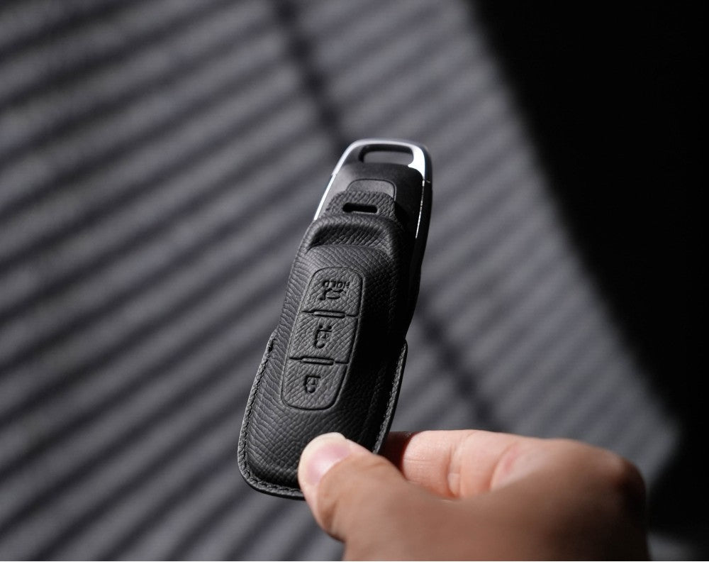 Black Leather Key Cover for Nissan Smart Key (Style R3)