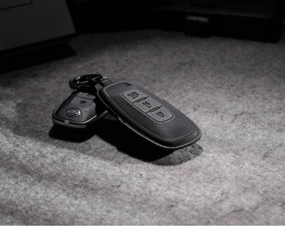 Black Leather Key Cover for Nissan Smart Key (Style R3)