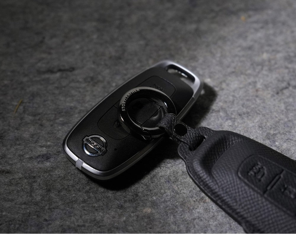 Black Leather Key Cover for Nissan Smart Key (Style R3)