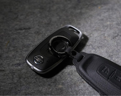 Black Leather Key Cover for Nissan Smart Key (Style R3)