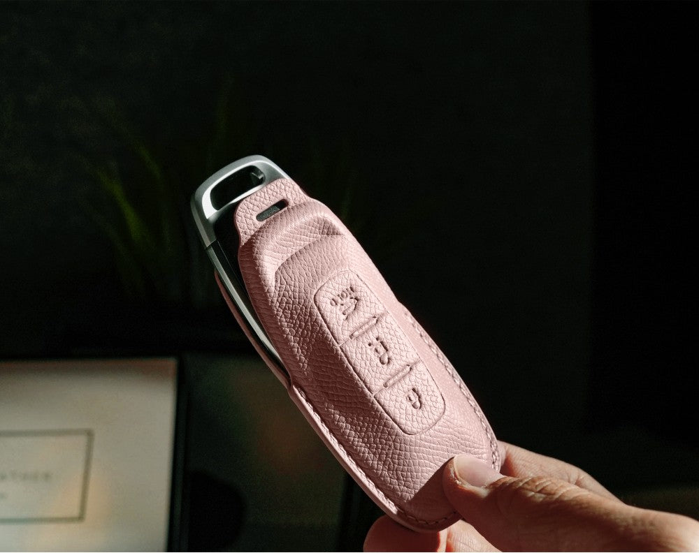 Pink Leather Key Cover for Nissan Smart Key (Style R3)