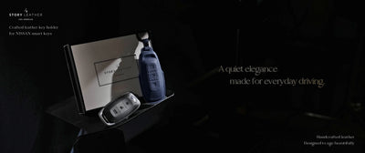 Blue Leather Key Cover for Nissan Smart Key (Style R3)