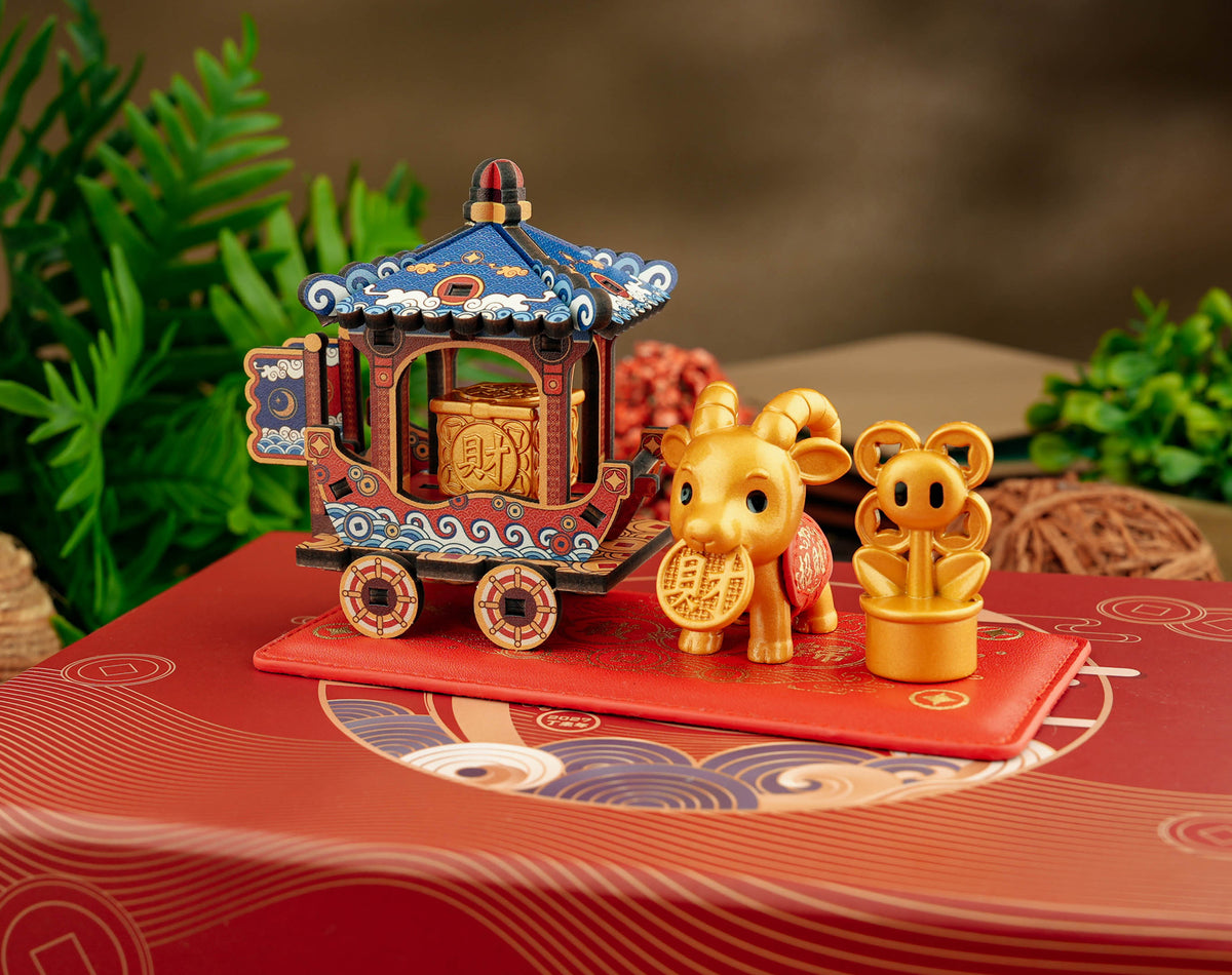 Wealth-Guiding Goat and Treasure Ship Display Set, 2027 Edition