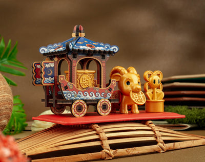 Goat and Treasure Ship display set on a desk