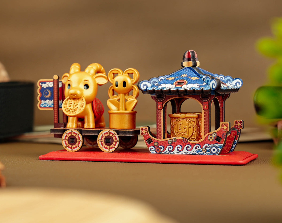 Goat leading the Treasure Ship and Wealth Cart