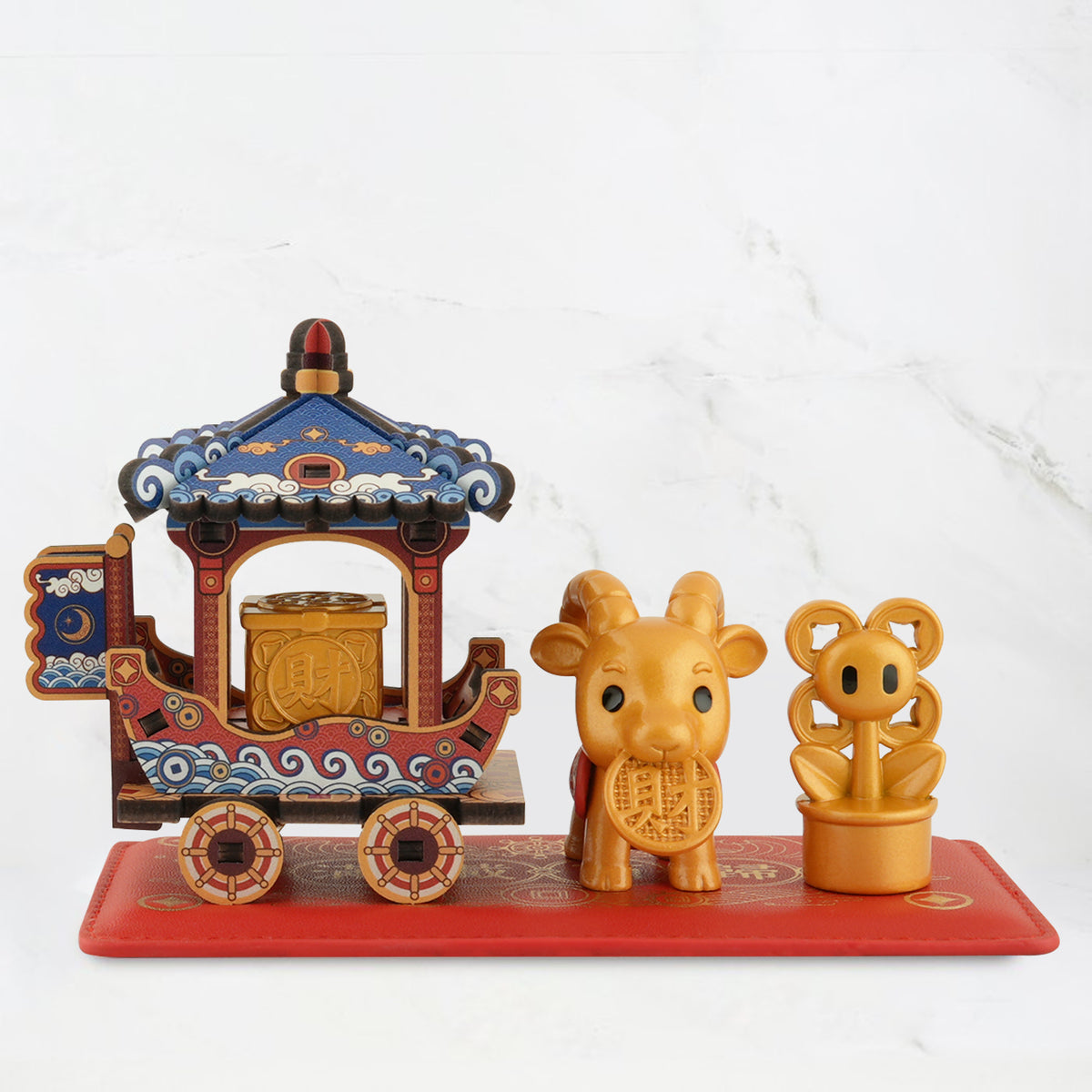 Wealth-Guiding Goat and Treasure Ship Display Set, 2027 Edition