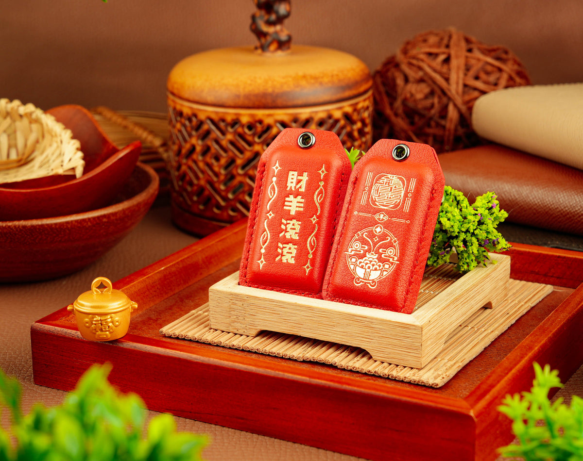 Rolling Wealth Amulet with Golden Fortune Pot on display