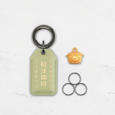 Health Level-Up Amulet keychain set with Golden Fortune Pot and hardware