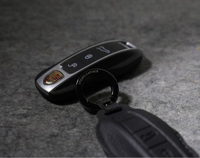 Black Leather Key Cover for Porsche Smart Key (Style C3)