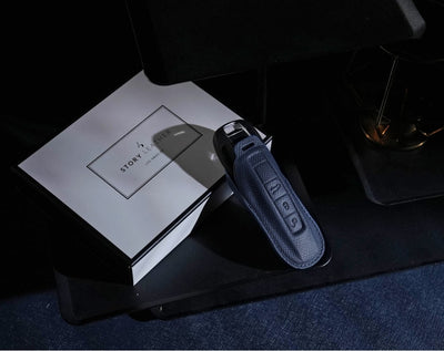 Blue Leather Key Cover for Porsche Smart Key (Style C3)