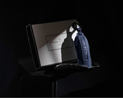 Blue Leather Key Cover for Porsche Smart Key (Style C3)