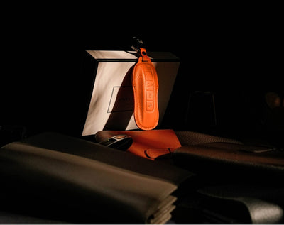 Orange Leather Key Cover for Porsche Smart Key (Style C3)