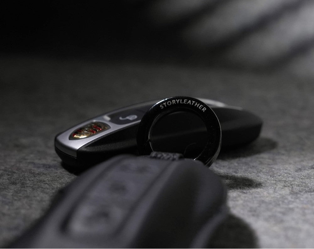 Black Leather Key Cover for Porsche Smart Key (Style C4)