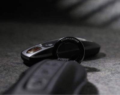 Black Leather Key Cover for Porsche Smart Key (Style C4)