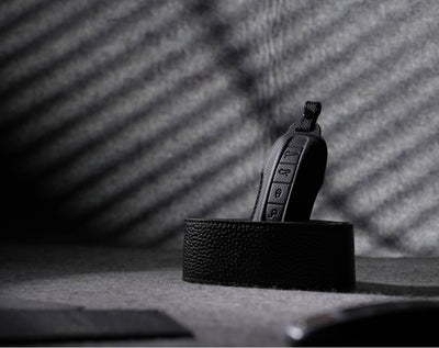 Black Leather Key Cover for Porsche Smart Key (Style C4)