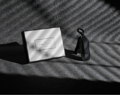 Black Leather Key Cover for Porsche Smart Key (Style C4)