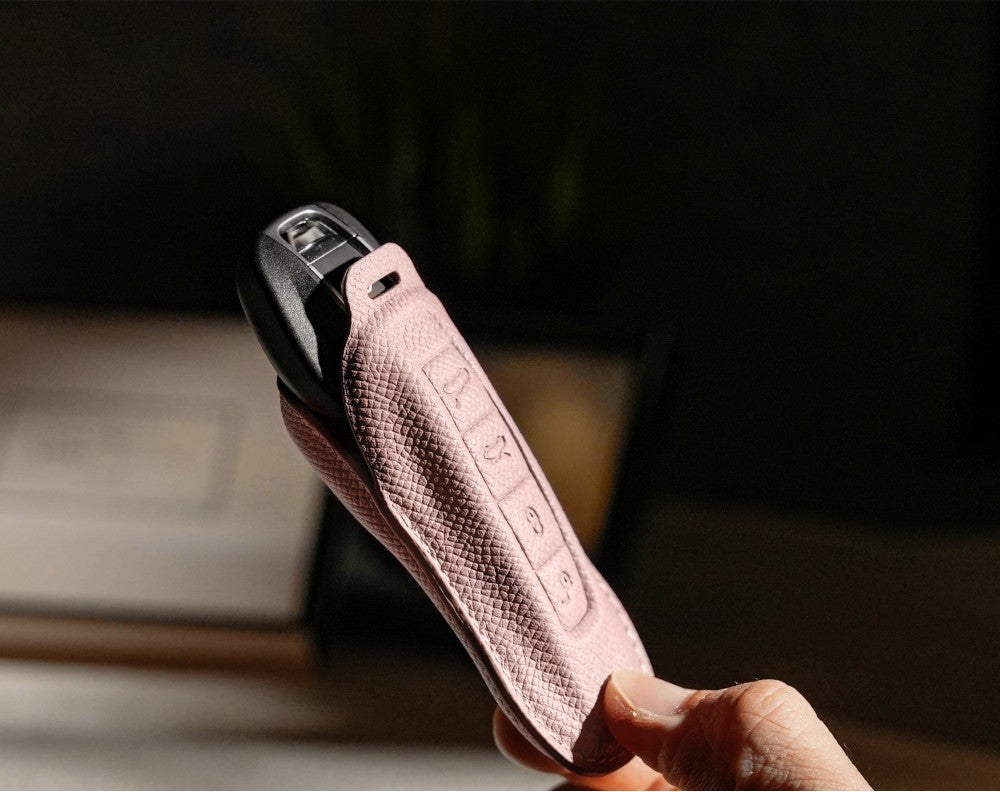 Pink Leather Key Cover for Porsche Smart Key (Style C4)