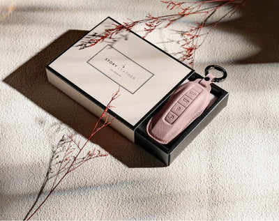 Pink Leather Key Cover for Porsche Smart Key (Style C4)