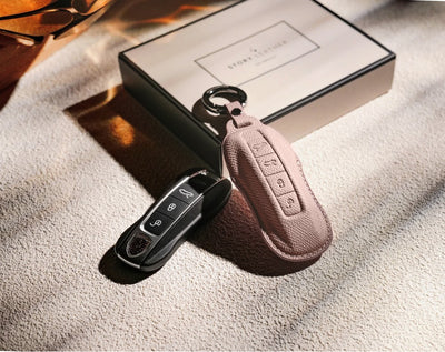 Pink Leather Key Cover for Porsche Smart Key (Style C4)