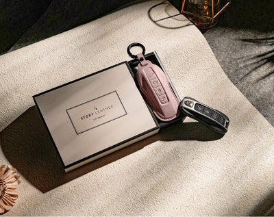Pink Leather Key Cover for Porsche Smart Key (Style C4)