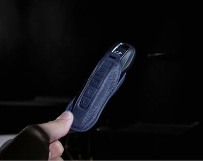Blue Leather Key Cover for Porsche Smart Key (Style C4)