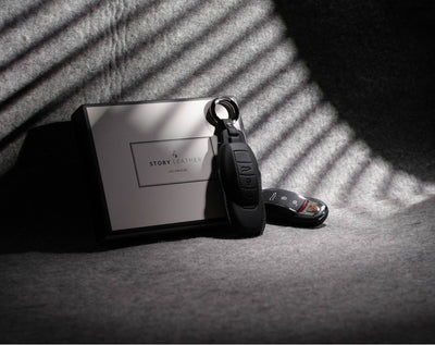 Black Leather Key Cover for Porsche Smart Key (Style O3)