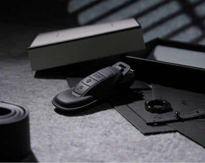 Black Leather Key Cover for Porsche Smart Key (Style O3)