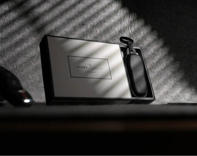 Black Leather Key Cover for Porsche Smart Key (Style O3)