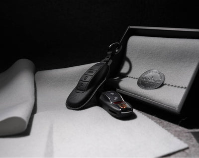 Black Leather Key Cover for Porsche Smart Key (Style O3)