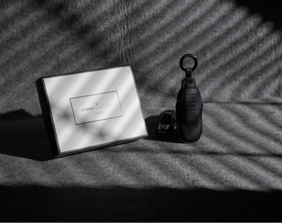 Black Leather Key Cover for Porsche Smart Key (Style O3)