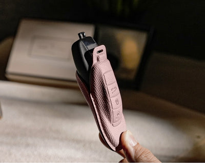 Pink Leather Key Cover for Porsche Smart Key (Style O3)