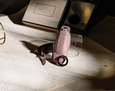 Pink Leather Key Cover for Porsche Smart Key (Style O3)