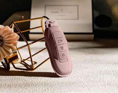 Pink Leather Key Cover for Porsche Smart Key (Style O3)
