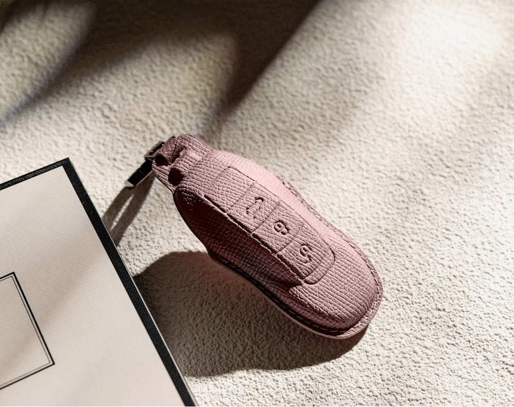 Pink Leather Key Cover for Porsche Smart Key (Style O3)