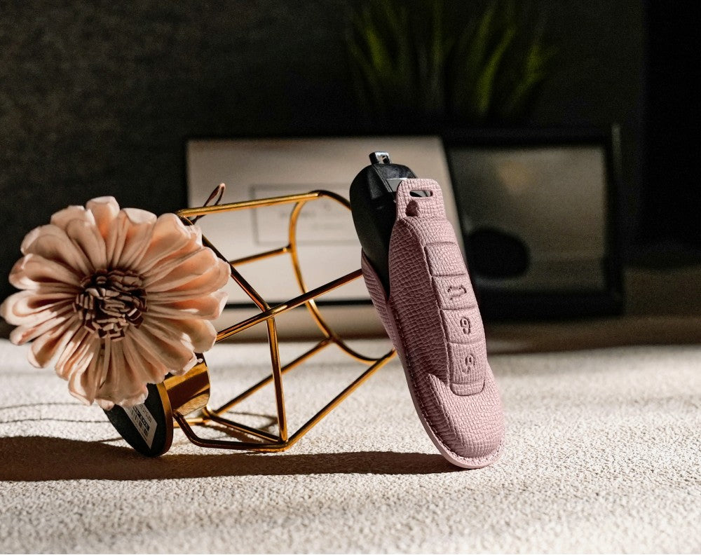 Pink Leather Key Cover for Porsche Smart Key (Style O3)